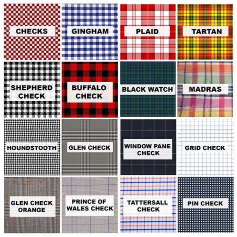 different kinds of plaid.